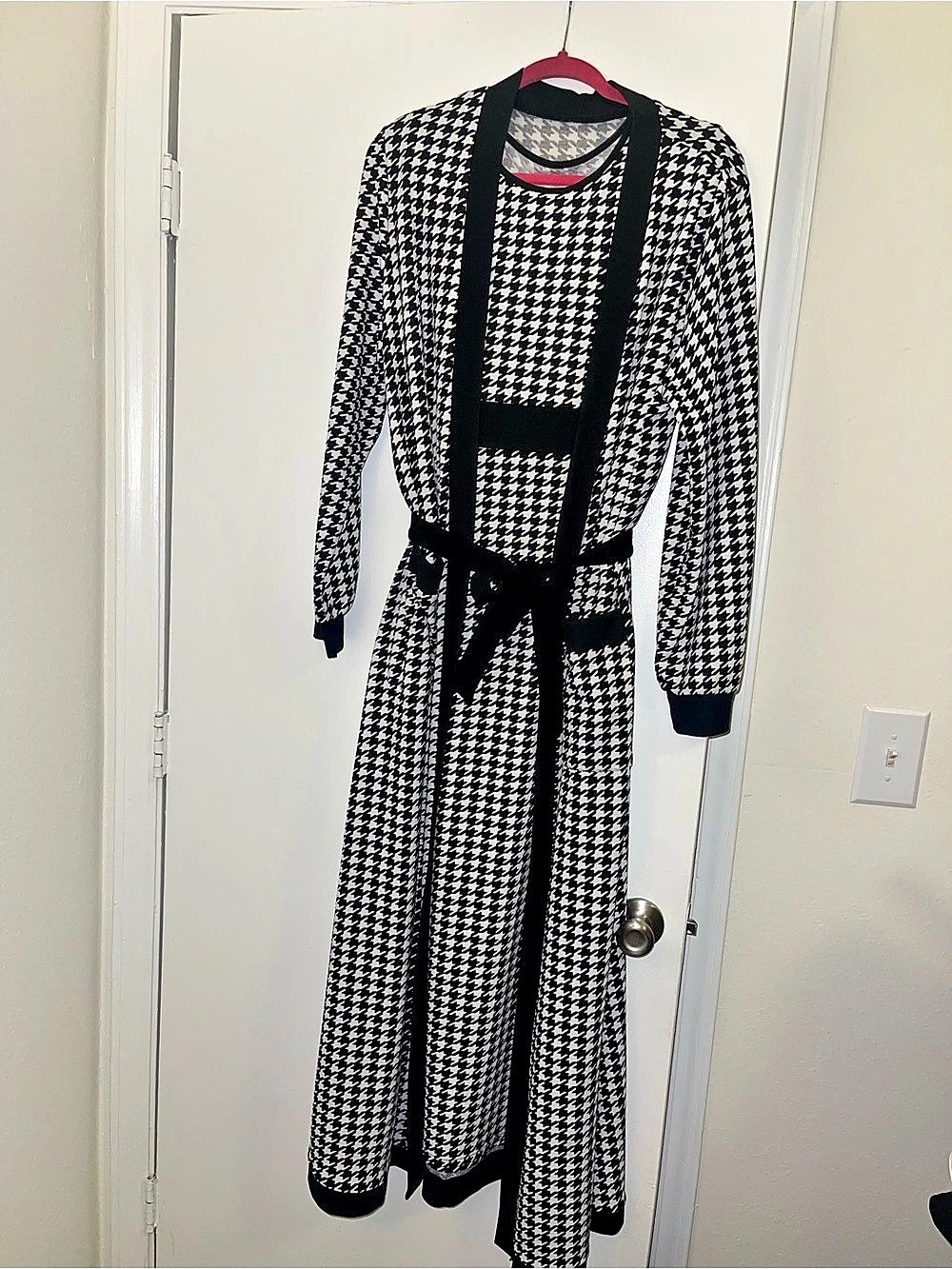Houndstooth Maxi Dress Black & White Like New